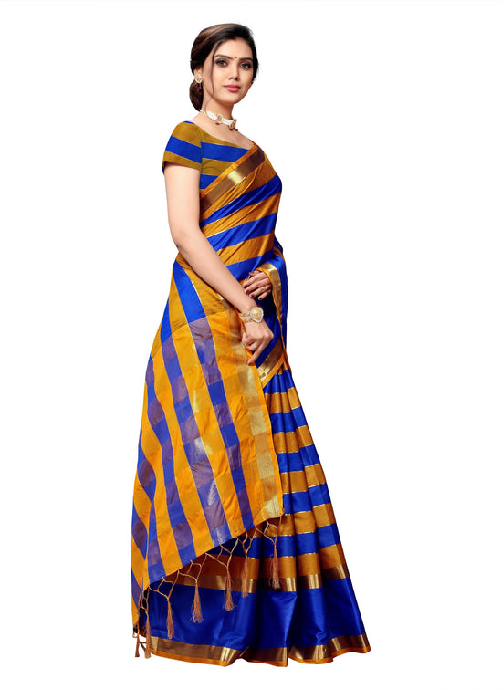 Blue Self Design Art Silk Saree