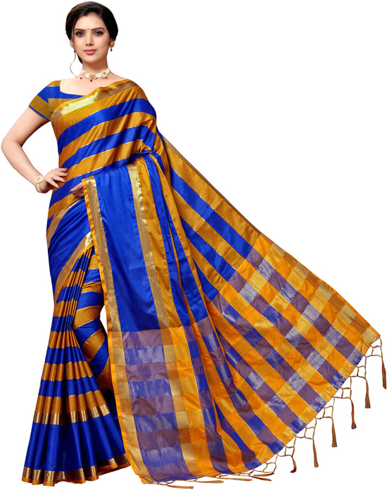 Blue Self Design Art Silk Saree