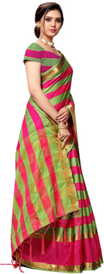 Pink Self Design Art Silk Saree