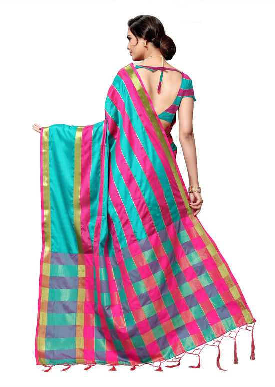 Pink Self Design Art Silk Saree