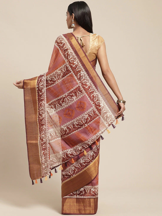 Multicolor Printed Cotton Blend Saree