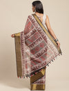 Grey Printed Cotton Blend Saree