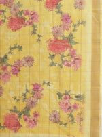 Yellow Printed Cotton Blend Saree