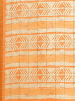 Orange Printed Cotton Blend Saree