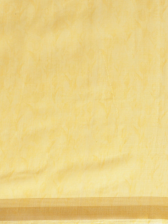 Yellow Printed Cotton Blend Saree