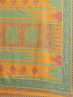 Mustard Printed Art Silk Saree