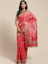 Pink Printed Art Silk Saree