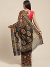 Black Printed Cotton Blend Saree