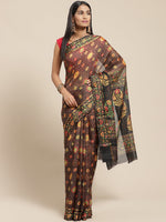 Black Printed Cotton Blend Saree