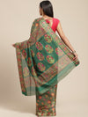 Green Printed Cotton Blend Saree