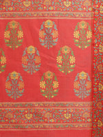 Red Printed Cotton Blend Saree