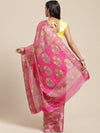 Pink Printed Cotton Blend Saree