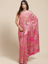 Pink Printed Cotton Blend Saree