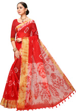 Red Printed Art Silk Saree