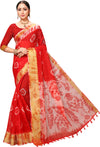 Red Printed Art Silk Saree