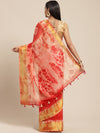 Red Printed Cotton Blend Saree