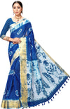 Blue Printed Art Silk Saree