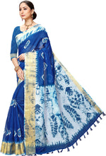 Blue Printed Art Silk Saree