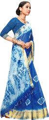 Blue Printed Art Silk Saree