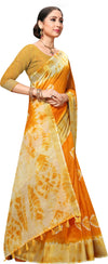 Mustard Printed Art Silk Saree