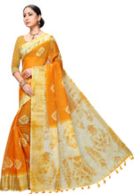 Mustard Printed Art Silk Saree