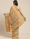 Gold Printed Silk Blend Saree