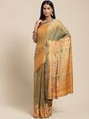 Gold Printed Silk Blend Saree