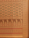 Brown Printed Silk Blend Saree