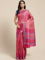 Pink Printed Art Silk Saree