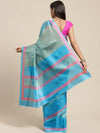 Blue Printed Art Silk Saree