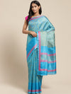 Blue Printed Art Silk Saree