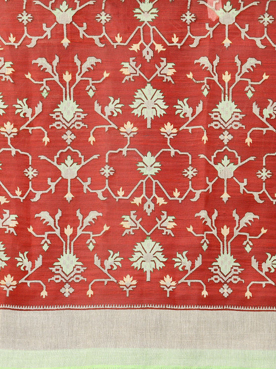 Red Printed Brasso Saree