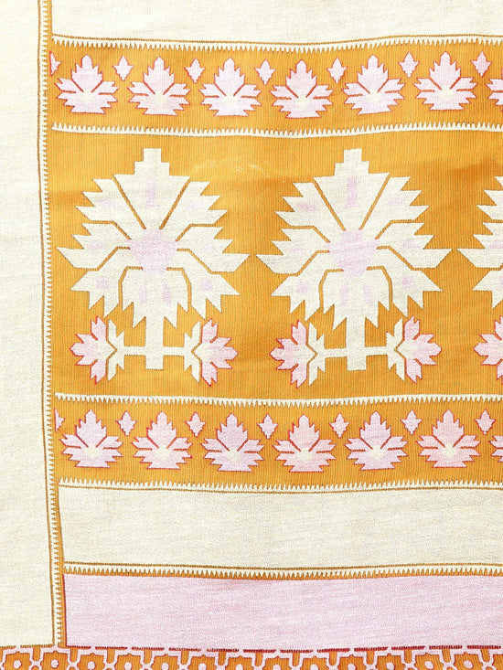 Mustard Printed Brasso Saree