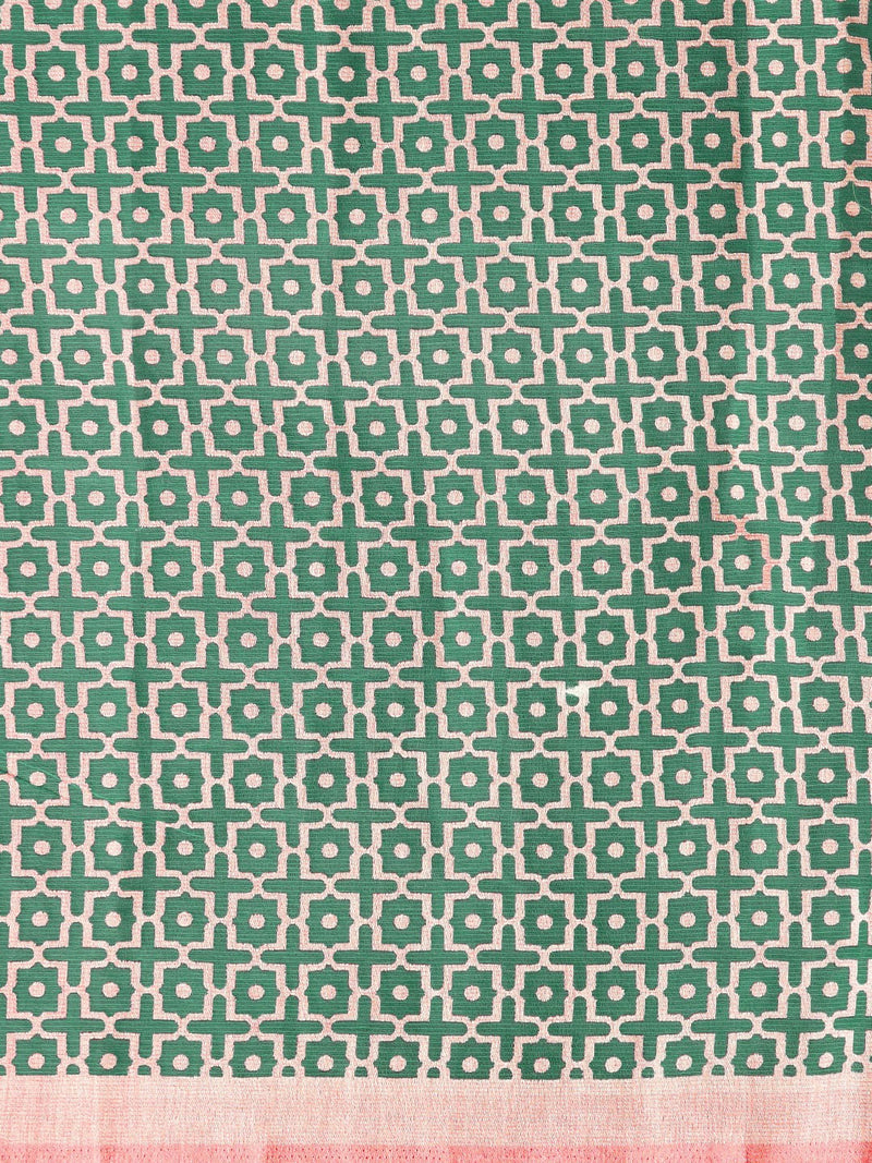 Green Printed Brasso Saree