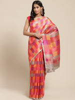 Multicolor Checkered Art Silk Saree