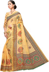 Yellow Printed Art Silk Saree