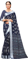 Dark Blue Printed Art Silk Saree