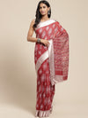 Maroon Printed Cotton Blend Saree