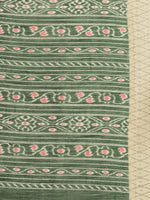 Green Printed Cotton Blend Saree