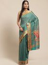 Green Printed Cotton Blend Saree