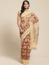 Brown Printed Brasso Saree