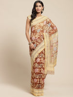 Brown Printed Brasso Saree