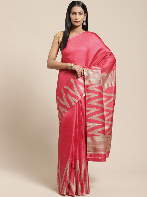 Red Printed Art Silk Saree