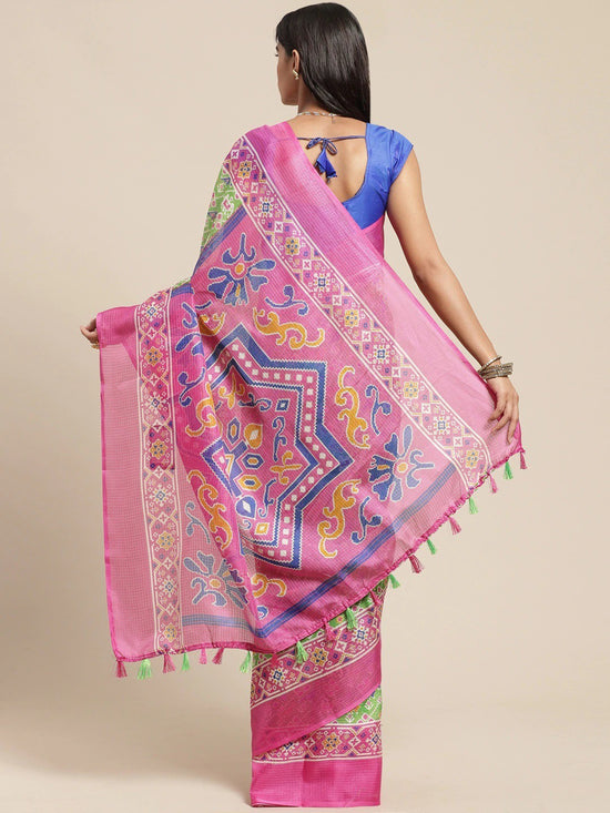 Multicolor Printed Cotton Blend Saree