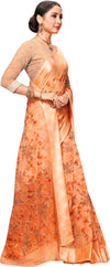Orange Printed Art Silk Saree