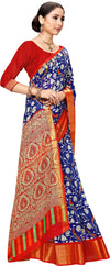 Blue Printed Art Silk Saree