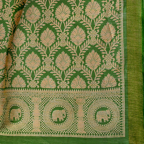 Green Printed Art Silk Saree