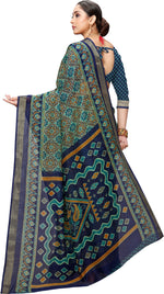 Blue Printed Art Silk Saree