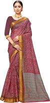 Pink Printed Art Silk Saree