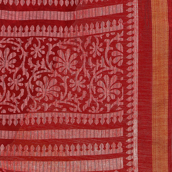 Red Printed Art Silk Saree